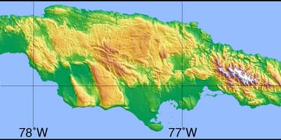 Topographic வரைபடம் ஜமைக்கா